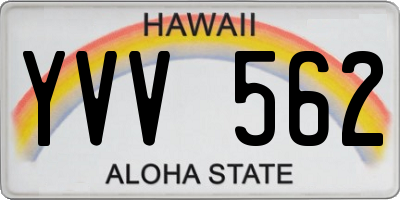 HI license plate YVV562