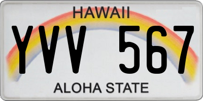 HI license plate YVV567