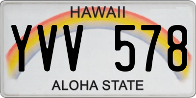 HI license plate YVV578