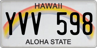 HI license plate YVV598
