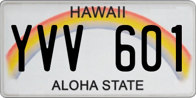 HI license plate YVV601