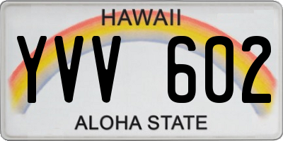 HI license plate YVV602