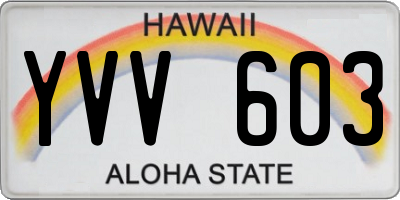 HI license plate YVV603