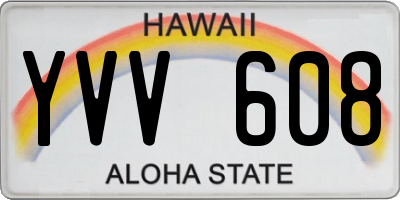 HI license plate YVV608