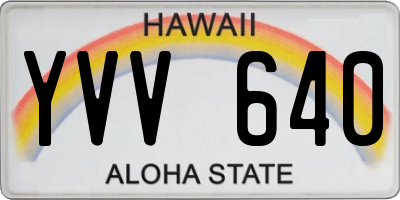 HI license plate YVV640