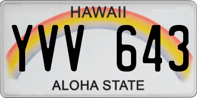 HI license plate YVV643