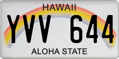 HI license plate YVV644