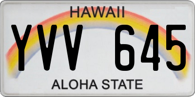 HI license plate YVV645