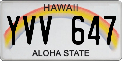HI license plate YVV647
