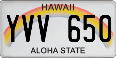 HI license plate YVV650