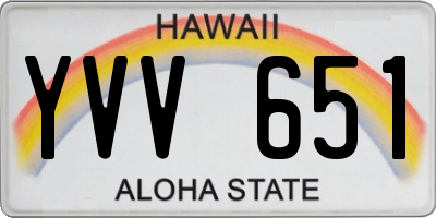 HI license plate YVV651