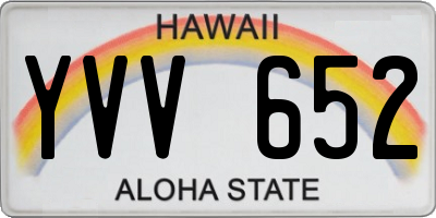 HI license plate YVV652