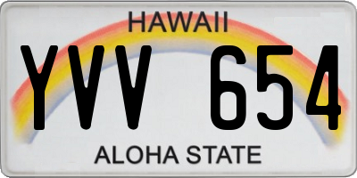 HI license plate YVV654