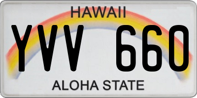 HI license plate YVV660