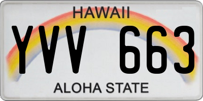 HI license plate YVV663