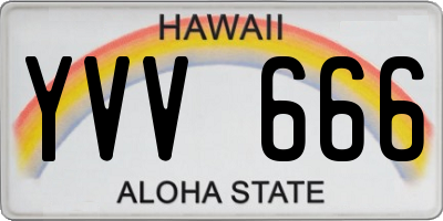 HI license plate YVV666