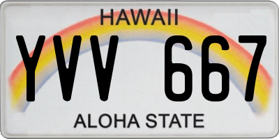 HI license plate YVV667