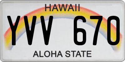 HI license plate YVV670
