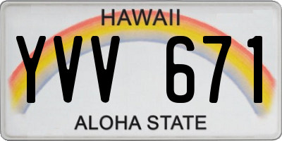 HI license plate YVV671