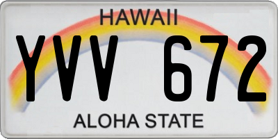 HI license plate YVV672