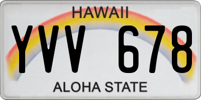 HI license plate YVV678