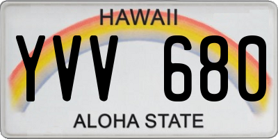 HI license plate YVV680