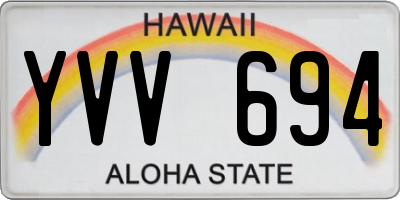 HI license plate YVV694