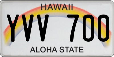 HI license plate YVV700