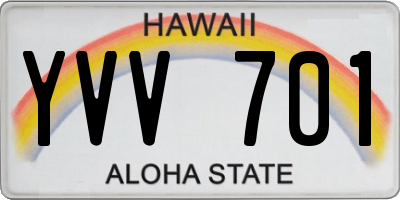 HI license plate YVV701