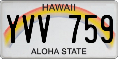 HI license plate YVV759