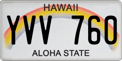 HI license plate YVV760