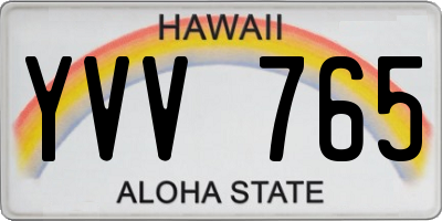 HI license plate YVV765