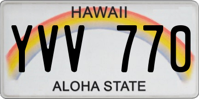 HI license plate YVV770