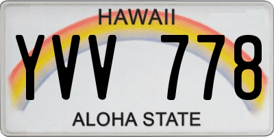 HI license plate YVV778