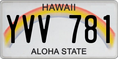 HI license plate YVV781
