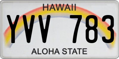 HI license plate YVV783
