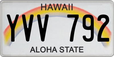 HI license plate YVV792