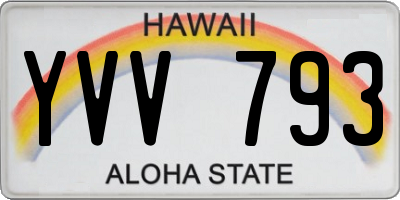 HI license plate YVV793