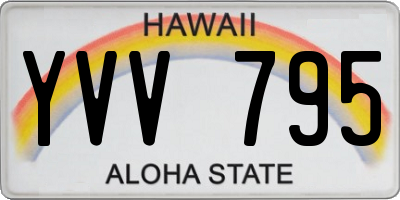 HI license plate YVV795