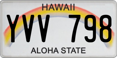 HI license plate YVV798