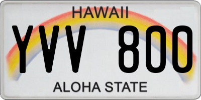 HI license plate YVV800