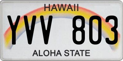 HI license plate YVV803