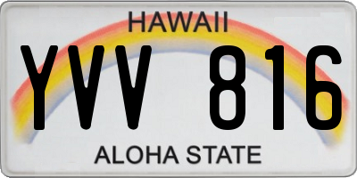 HI license plate YVV816