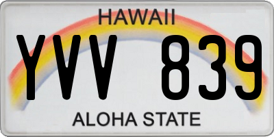 HI license plate YVV839