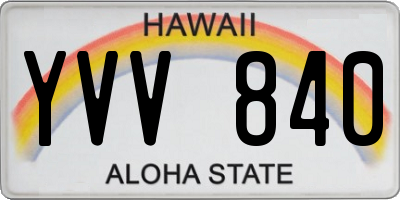 HI license plate YVV840