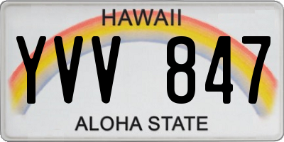 HI license plate YVV847