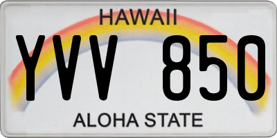 HI license plate YVV850