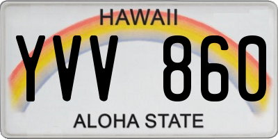 HI license plate YVV860