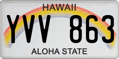 HI license plate YVV863
