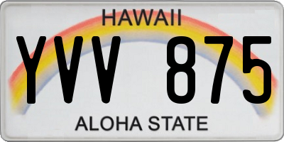 HI license plate YVV875